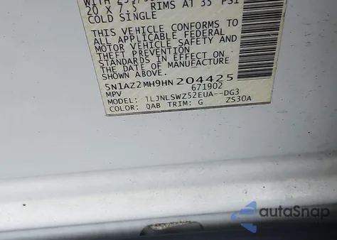 2017 Nissan Murano Platinum from USA, damaged, VIN 5N1AZ2MH9HN204425